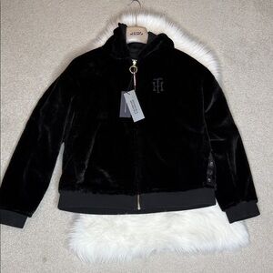 NWT Tommy Hilfiger Faux Fur Reversible Black Jacket - Medium
